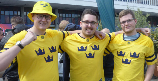 Tre Kronor supportrar Ishockey-VM 2025