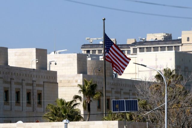 Den amerikanska ambassaden i Amman, Jordan, 3 mars 2026