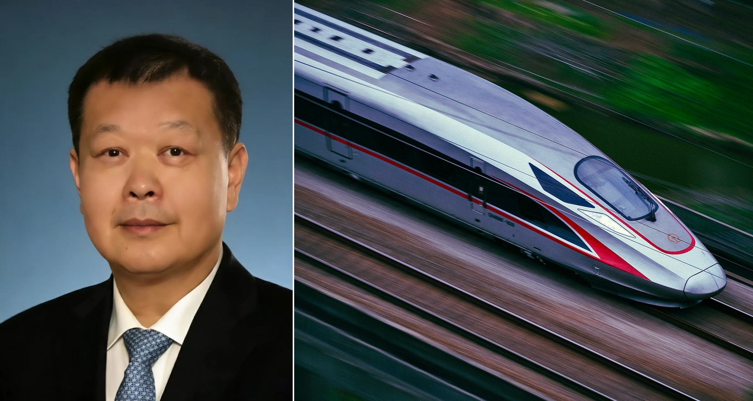 Kinas nytillträdde ambassadör i Sverige Zhou Limin och ett kinesiskt snabbtåg i Fuxing-serien