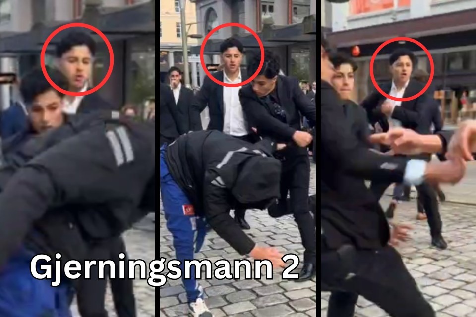 Stillbild från misshandeln i Bergen på Norges nationaldag