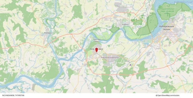 Karta som visar Nizjnekamsk i Tatarstan, Ryssland.