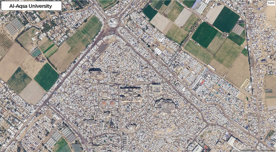 Satellitbild över al-Aqsa-universitetet 2026