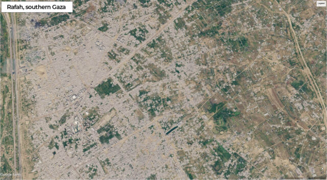 Satellitbild över södra Rafah 2026