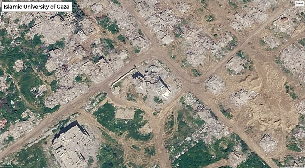 Satellitbild över Islamiska universitetet i Gaza 2026
