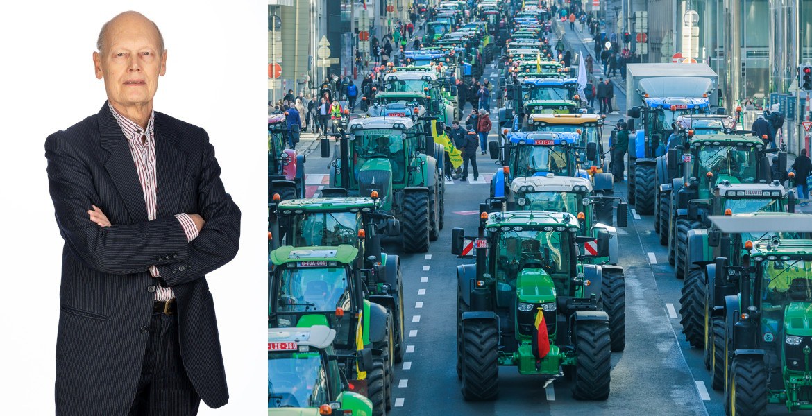 Dan Ahlmark och traktorer i EU-kvarteren i Bryssel