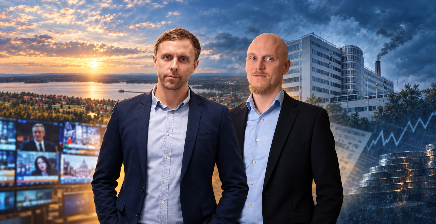 Markus Andersson och Emil Fjellstedt i ett redaktionellt montage för Nya Dagbladets insamling